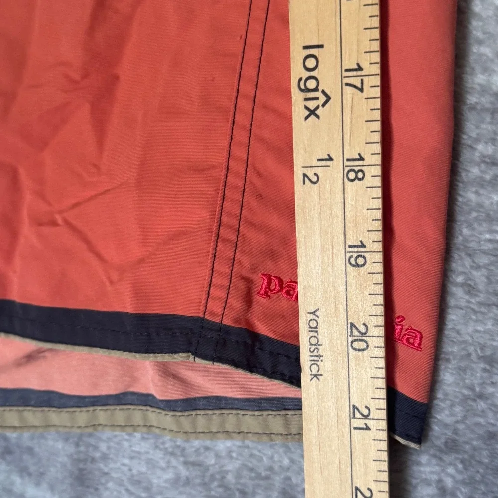 Patagonia Mens Striped Board Shorts Orange Blue Tan Size 40 Swim Trunks 86610